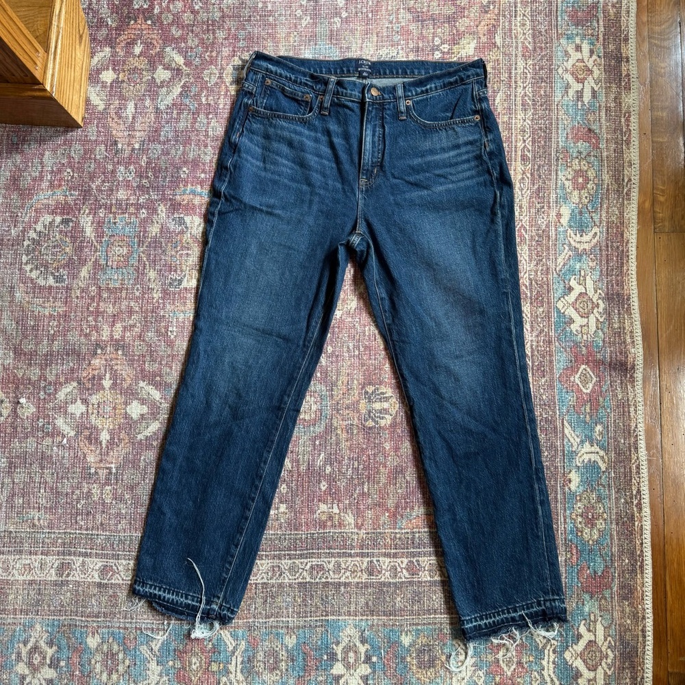 J. Crew Slim Boyfriend Classic Blue Denim Jeans size 31 raw hem